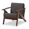 Baxton Studio Cayla Grey and "Walnut" Wood Living Room 1-Seater Lounge Chair 126-6885 - alternate 1